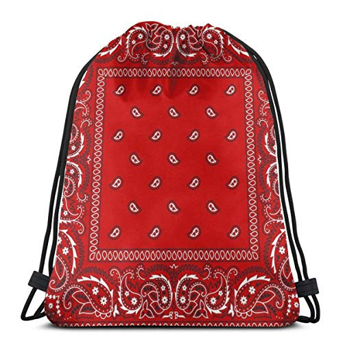 Yasia Bandana - Red Drawstring Backpack Sport Bag Gym Sack