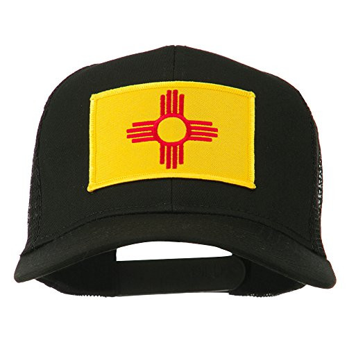 e4Hats.com New Mexico State Flag Patched Mesh Cap - Black OSFM
