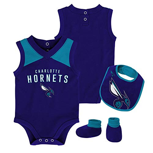 NBA by Outerstuff NBA Newborn  and  Infant Charlotte Hornets Overtime Bodysuit- Bib  and  Bootie Set- Hornets Purple- 12 Months NBA by Outerstuff NBA Newborn  and  Infant Charlotte Hornets Overtime Bodysuit- Bib  and  Bootie Set- Hornets Purple- 12 Months