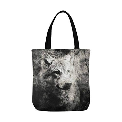 Beautiful Grunge Wolf. Canvas Tote Bag Handbag Purse for Women
