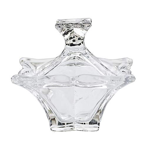 Crystal Glass Embossed Candy Jar Candy Dish Food Storage Jar with Lid