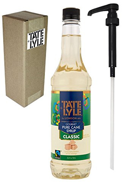 Tate+Lyle Fairtrade Pure Cane Sugar Classic Simple Syrup, 750mL (25.4 oz) Bottle, Individually Boxed, with Syrup Pump