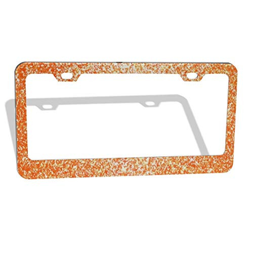 WUVWU Orange Glitter Design Pattern License Plate Frames Stainless Steel Car Licence Plate Covers Decorative License Plate Frame-Two Packs-
