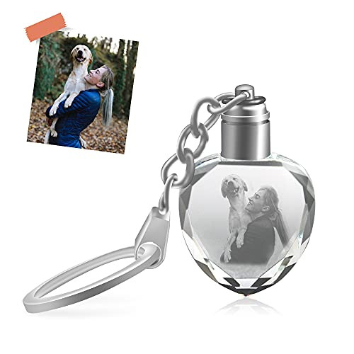 Customized Crystal Keychain- Personalized Picture Key Chain with LED Light- Best Custom Gift -Heart Customized Crystal Keychain- Personalized Picture Key Chain with LED Light- Best Custom Gift -Heart