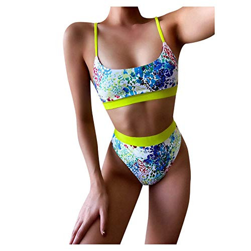 Womens Two Piece Swimsuits Split Bikini Set Padded Push Up Sexy Beachwear Swimwear Bathing Suit Swimjupmsuit -Green- S-