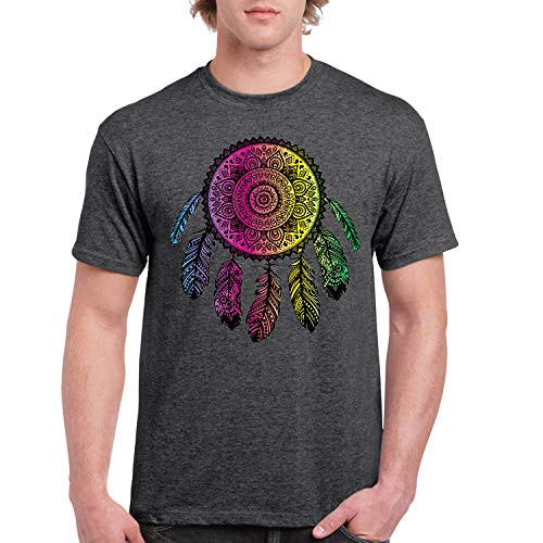 Colored Dream Catcher Feathers Native American Indian T-Shirt Dark Heather