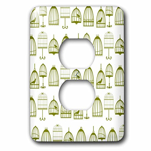 3dRose LLC lsp_130506_6 Green Bird Cages Chic Art 2 Plug Outlet Cover