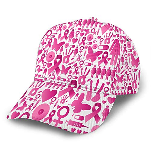 LWCHENY Baseball Hat Cap Brim Bill Snapback Dad Hats for Men Women Unisex Breast Cancer Awareness Pink Ribbon