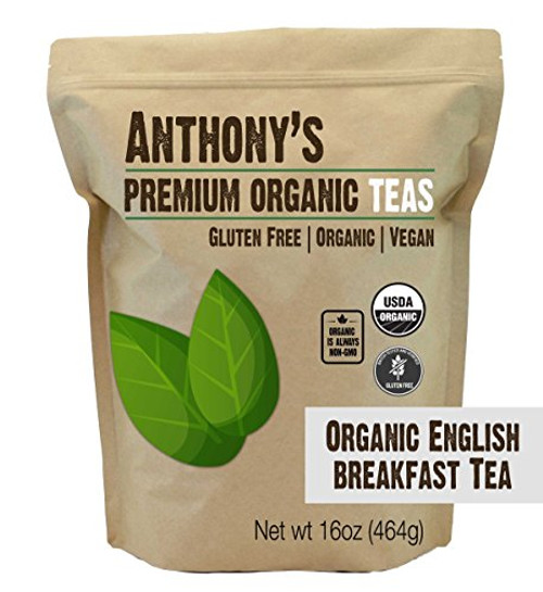 Anthony's Organic English Breakfast Loose Leaf Tea (1lb), Gluten-Free, Non-GMO & Non-Irradiated