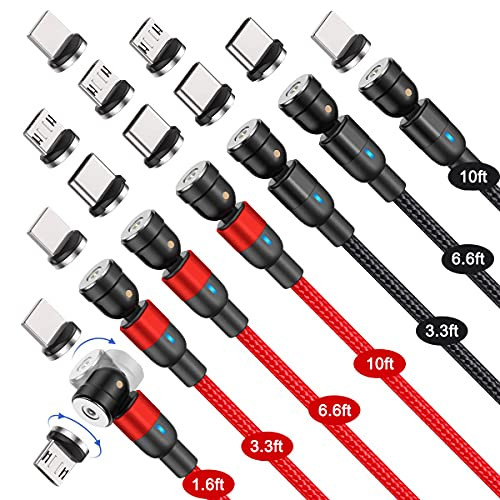 540 Rotation Magnetic Charging Cable?7-Pack- 1.6ft/3.3ft/3.3ft/6.6ft/6.6ft/10ft/10ft?Magnetic USB Cable- 3 in 1 Magnetic Phone Charger Compatible with Micro USB- Type C and iProduct 540 Rotation Magnetic Charging Cable?7-Pack- 1.6ft/3.3ft/3.3ft/6.6ft/6.6ft/10ft/10ft?Magnetic USB Cable- 3 in 1 Magnetic Phone Charger Compatible with Micro USB- Type C and iProduct