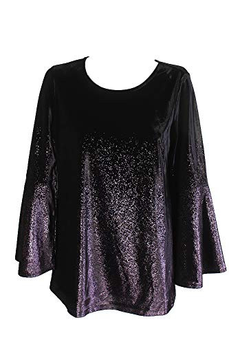 Alfani Womens Plus Velvet Ombre Dress Top Black 3X