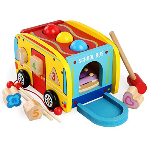 cfmour Hammering Pounding Wooden Toys- Xylophone Shape Sorter Montessori Educational Learning Musical Bench Bus Pull Toy for 1 2 3 Year Old Boys Girls- First Birthday Gifts for Baby Toddlers Kids cfmour Hammering Pounding Wooden Toys- Xylophone Shape Sorter Montessori Educational Learning Musical Bench Bus Pull Toy for 1 2 3 Year Old Boys Girls- First Birthday Gifts for Baby Toddlers Kids