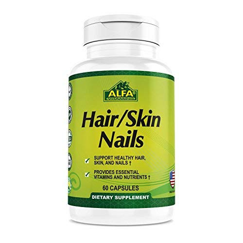 Alfa Vitamins - Hair/Skin Nails Natural Dietary Supplement - Essential Vitamins and Minerals for Skin- Hair- and Nails Health - 60 Capsules Alfa Vitamins - Hair/Skin Nails Natural Dietary Supplement - Essential Vitamins and Minerals for Skin- Hair- and Nails Health - 60 Capsules