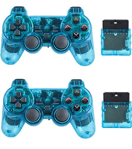 Wireless Controller for PS2 Playstation 2 Dual Shock -ClearBlue and ClearBlue-