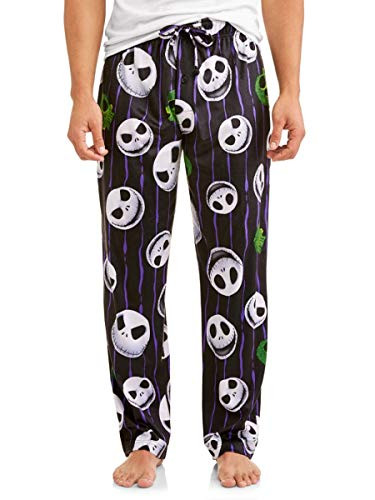 Disney Nightmare Before Christmas Men's Jack Skellington Skulls Graphic Lounge Pants (Medium, Black Multi)