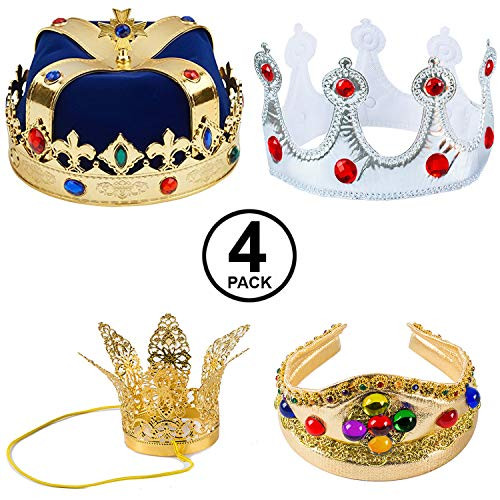 Tigerdoe Kings Crown - 4 Pack - Royal King Crowns and Princess Tiara - Costume Accessories -4 Pack Crowns Blue- Tigerdoe Kings Crown - 4 Pack - Royal King Crowns and Princess Tiara - Costume Accessories -4 Pack Crowns Blue-