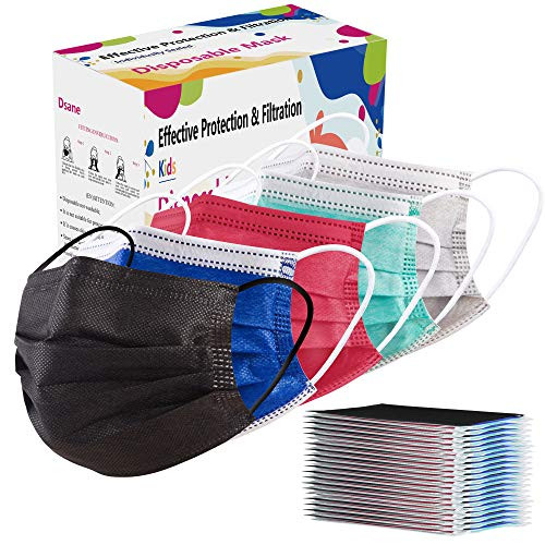 100PCS Disposable Face Masks for Kids-3-Ply Breathable Safety Face Masks Children Cute Facial Cover with Elastic Earloop for Girls Boys