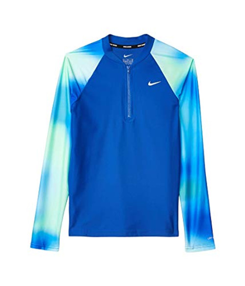 Nike Kids Girl's Spectrum Long Sleeve Zip Hydroguard -Little Kids/Big Kids- Game Royal XS -6X Little Kids-