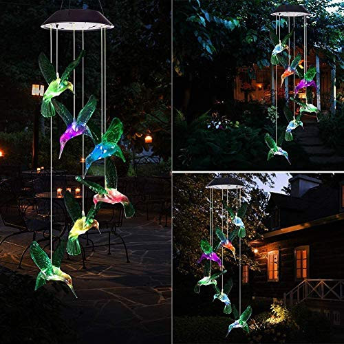 REIGEE LED Hummingbird Wind Chimes- Color Changing Solar Wind Chimes Outdoor- Waterproof Wind Mobile Solar Lights- Decor for Garden- Yard- Patio- Home- Gifts for Mom- Wife- Grandma REIGEE LED Hummingbird Wind Chimes- Color Changing Solar Wind Chimes Outdoor- Waterproof Wind Mobile Solar Lights- Decor for Garden- Yard- Patio- Home- Gifts for Mom- Wife- Grandma