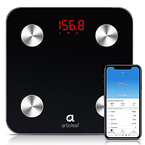 Arboleaf Body Fat Scale Smart Digital Scale BMI Scales for Body Weight- Body Composition Scales with Smartphone App sync with Wi-Fi and Bluetooth for Body Weight- Fat- Water- BMI- BMR