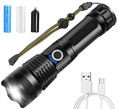 Rechargeable LED Flashlight-High Lumen Tactical Flashlight-Super Bright Zoomable Torch-5 Modes-Water Resistant-Handheld-for Dog Walking-Camping-Hiking-Travel-Emergency Rechargeable LED Flashlight-High Lumen Tactical Flashlight-Super Bright Zoomable Torch-5 Modes-Water Resistant-Handheld-for Dog Walking-Camping-Hiking-Travel-Emergency