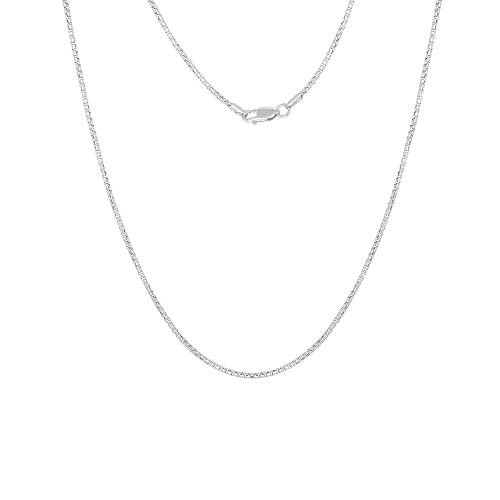 NYC Sterling Unisex Solid Italian 1.5mm Round Box Chain in Sterling Silver -22 Inch- NYC Sterling Unisex Solid Italian 1.5mm Round Box Chain in Sterling Silver -22 Inch-