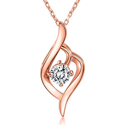AmorAime Heart Necklace for Women 925 Sterling Silver Cubic Zirconia Love Knot Adjustable Dainty Necklace Gift for Birthday or Valentine's Day -Loved Knot -rose gold- AmorAime Heart Necklace for Women 925 Sterling Silver Cubic Zirconia Love Knot Adjustable Dainty Necklace Gift for Birthday or Valentine's Day -Loved Knot -rose gold-