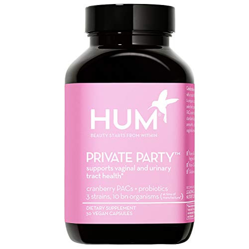 HUM Private Party - Daily Vaginal Probiotics  and  Cranberry Pills for Women to Help Maintain Yeast Balance - Vegan Oral Supplement to Support Healthy Vaginal pH  and  Urinary Tract Health -30 Capsules-