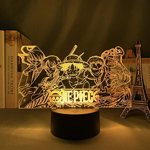 Anime?Game?LuFei One Piece Group Led Night Light for Kids Bedroom Decor Japanese Anime 3D Lamp Gift Cool Bedside Table Lamptouch Control
