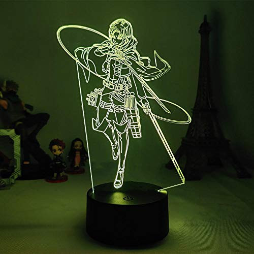 Anime?Game 3D Lamp Attack on Titan Levi Ackerman Light for Bedroom Decoration Kids Gift LED Night Light Levi Touch Control