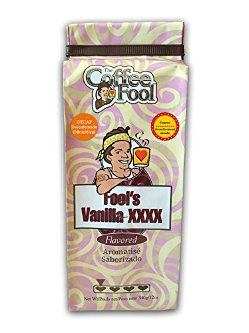 The Coffee Fool Coarse Grind, Fool's Decaf Vanilla XXXX, 12 Ounce