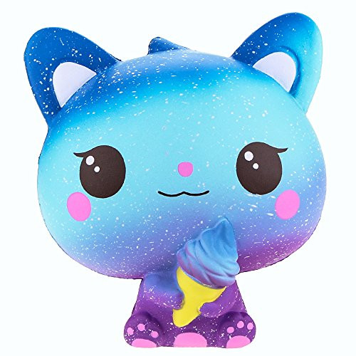 F_Gotal Squishies Slow Rising Jumbo Galaxy Cat and Ice Cream Kawaii Squishy Toys Cream Scented Stress Relief Squeeze Toys for Kids Adult Gifts