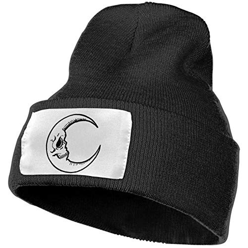 Edgy Goth Crescent Moon Woman Men Warm Beanie Cap Stretchy Warm Hats Black
