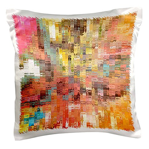 3dRose pc_40775_1 Cubes of Pink Orange Yellow Aqua-Pillow Case, 16 by 16"