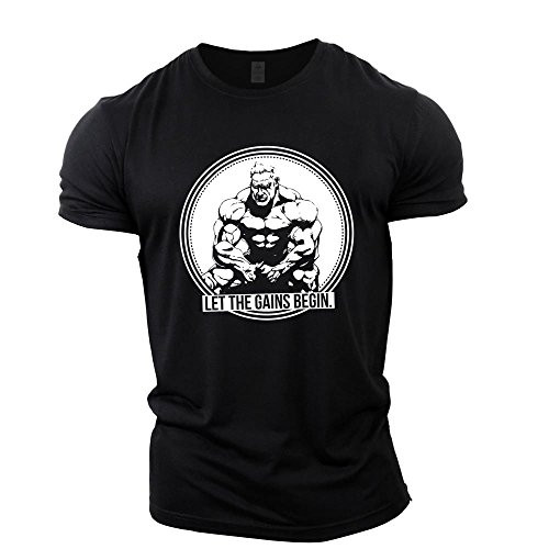 GYMTIER Mens Bodybuilding T-Shirt - Jay Cutler Let The Gains Begin - Gym Training Top Black