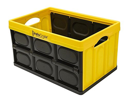 GreenMade InstaCrate Collapsible Storage Container- 12 gal- Yellow/Black