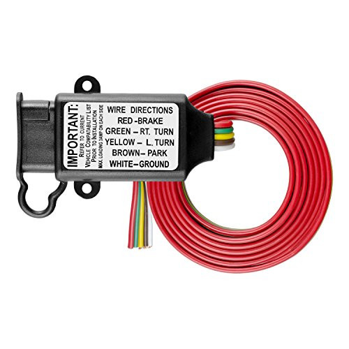 CURT 55178 Non-Powered 3-to-2-Wire Splice-in Tail Light Converter with 4 Wire Trailer Wiring Plug