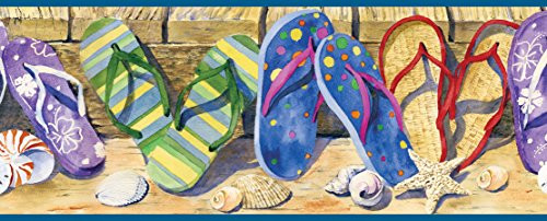 Chesapeake BBC05071B Gabby Sand Beach Sandals Portrait Wallpaper Border, Purple