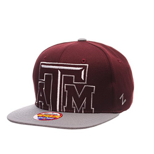 NCAA Zephyr Texas A and M Aggies Youth Peek Snapback Hat- Adjustable- Maroon/Grey