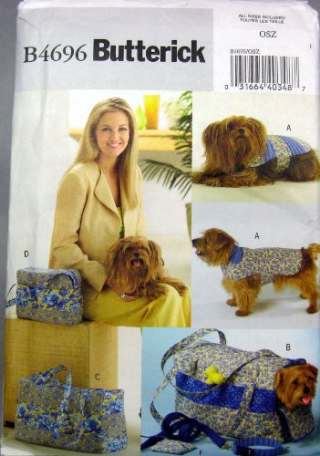 Butterick Sewing Pattern B4696 Misses' and Dog Accessories- Tote- Dog Coat- Carrier- etc.