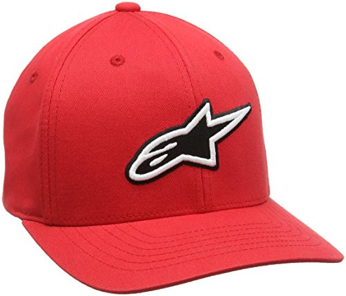 Alpinestars Men's Curved Bill Structured Crown Flex Back 3D Embroidered Logo Flexfit Hat- L/XL- Corporate red Alpinestars Men's Curved Bill Structured Crown Flex Back 3D Embroidered Logo Flexfit Hat- L/XL- Corporate red