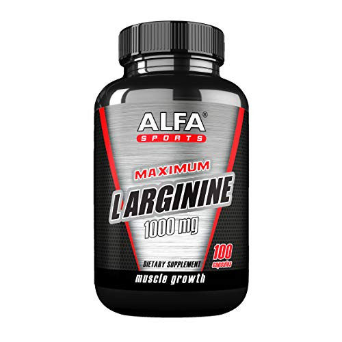 L-Arginine Dietary Supplement by Alfa Sports - L Arginine 1000mg Supplement for Muscle Growth-and Energy - Essential Amino Acids to Support Physical Endurance - 100 Capsules L-Arginine Dietary Supplement by Alfa Sports - L Arginine 1000mg Supplement for Muscle Growth-and Energy - Essential Amino Acids to Support Physical Endurance - 100 Capsules