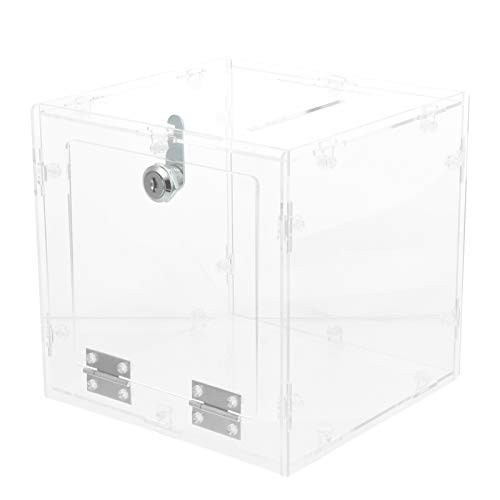 ARTIBETTER Acrylic Donation Box with Lock Clear Large Ballot Display Box Ticket Suggestion Case Comments Storage Container for Voting Charity Ballot 20x15x20cm