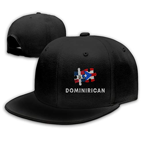 Voglawear Dominirican - Puerto Rican and Dominican Pride Flat Bill Hats Snapback Hat Baseball Caps for Men Women Adjustable Black