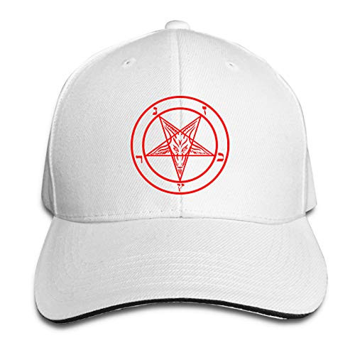 Hail Satan Baphomet Ram Logo Men  and  Women Casquette Fashion Cap Adjustable Sandwich Cap White