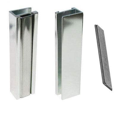 Bright Chrome Shower Door U-Channel with Metal Strike and Magnet - Set