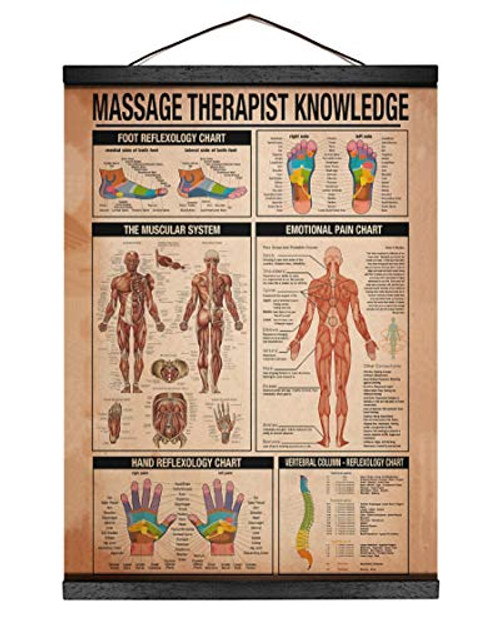 Massage Therapist Knowledge Poster Anatomy Emotion Pain Chart Foot Reflexology Chart Vertebral Column Abstract Wall Art For Living Room Home Decor Painting Vintage Motivational Poster No Frame