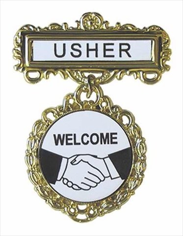 Swanson Christian Supply 80806 Badge Usher Welcome Pin Back Fancy Round Brass