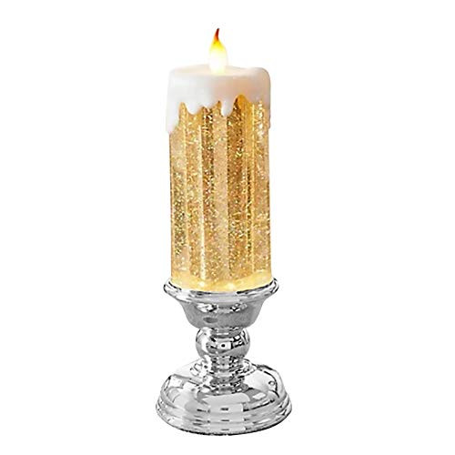 WElinks LED Flameless Candle Rechargeable Electronic LED Waterproof Candle w/Glitter Colour Changing LED Water Candle Christmas Table Light Lamp Decorations Christmas Xmas Holiday Light Up Ornaments