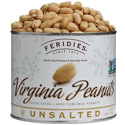 FERIDIES Super Extra Large Unsalted Virginia Peanuts - 18oz Can